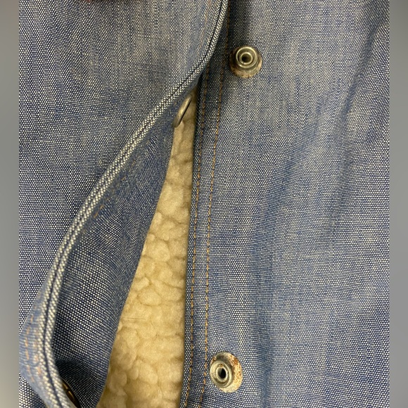 Vintage 70’s Levis Chambray Jacket Button Levis Oren Tag Trucker Sherpa Jacket - Picture 9 of 11